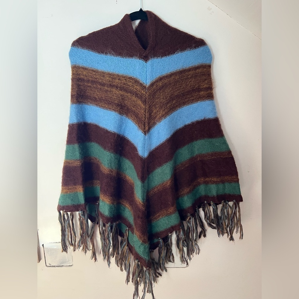 Free People Striped Turtleneck Poncho in Forest Combo. OS - Picture 2 of 6